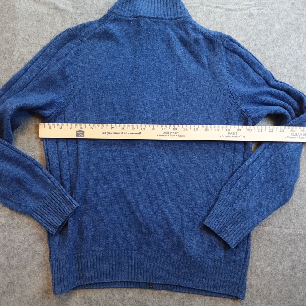 Pure Collection Cardigan Mens Medium Blue Wool Cashmere Ribbed Full Zip Sweater - Picture 8 of 10